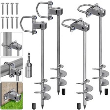 Multi-Purpose Ground Anchors Screw in, Fully Welded Shed Anchor Kit, 24'' Ear...