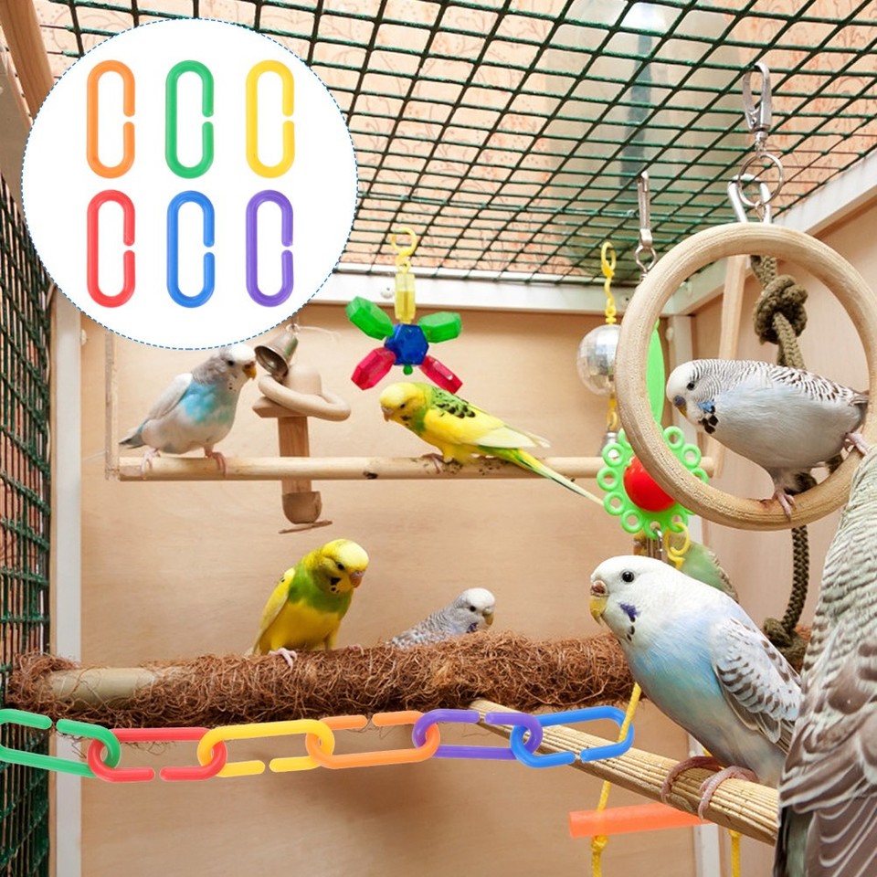 100 Pcs Small Link Chain Cage Clips African Gray Parrot Toys Bird ...