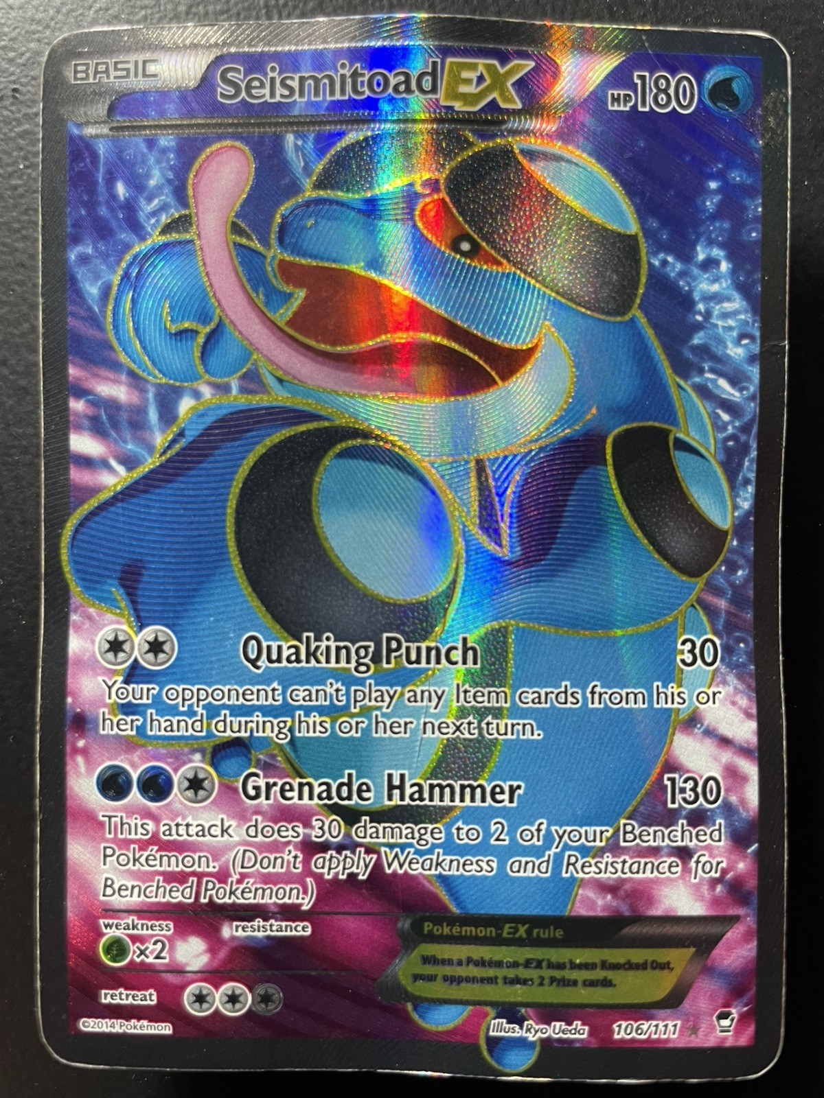 DAMAGED - Seismitoad EX - Furious Fists - Ultra Rare - 106/111