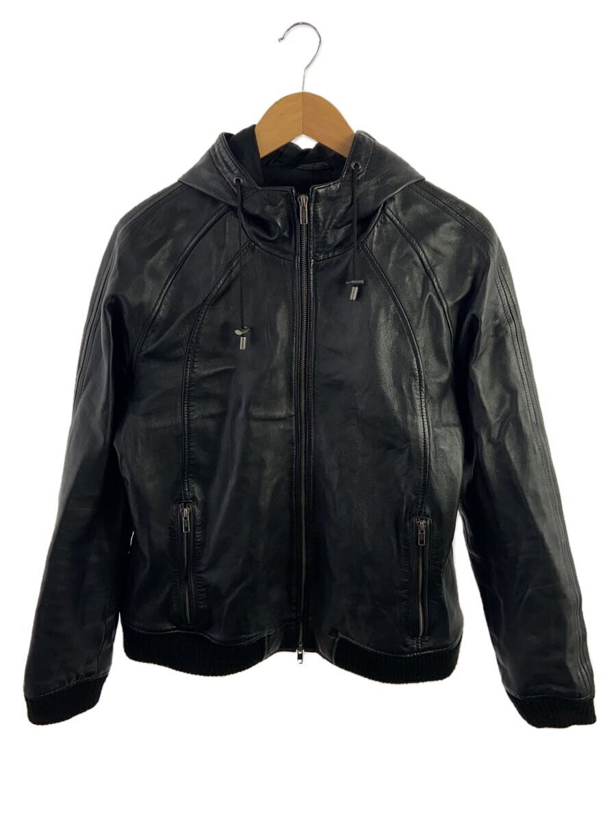 Liugoo Genuine Cowhide Leather Blouson Jacket in Black Size L 1286