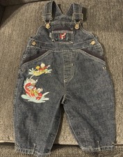 Vintage Disney Embroidered Denim Overalls One-Piece Blue 6-9 Months
