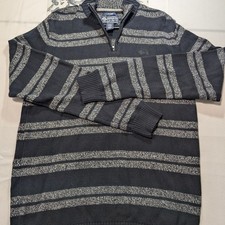 American Rag Men's, XL, Black and Gray Striped Zip-Up Sweater