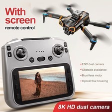 8K Dual Camera Brushless Drone 5G WiFi Screen Remote 2 Battery Obstacle Foldable