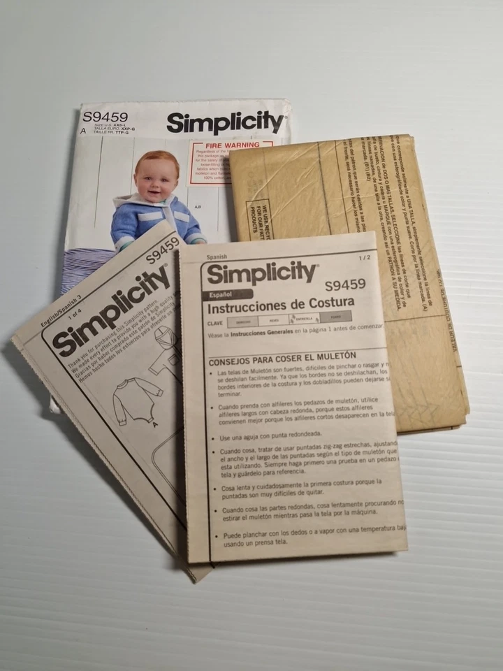 Simplicity Pattern S9459 | Baby Grow Suit Jumpsuit  | Sizes US XXS- L Uncut - Image 3 of 3