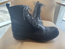 Marc Anthony Men's Black Suede Boots Size 11 Medium Width lace front zipper side