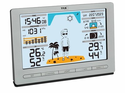TFA Dostmann Funk Wetterstation METEO JACK, 35.1097.54, inkl Außensender, mit