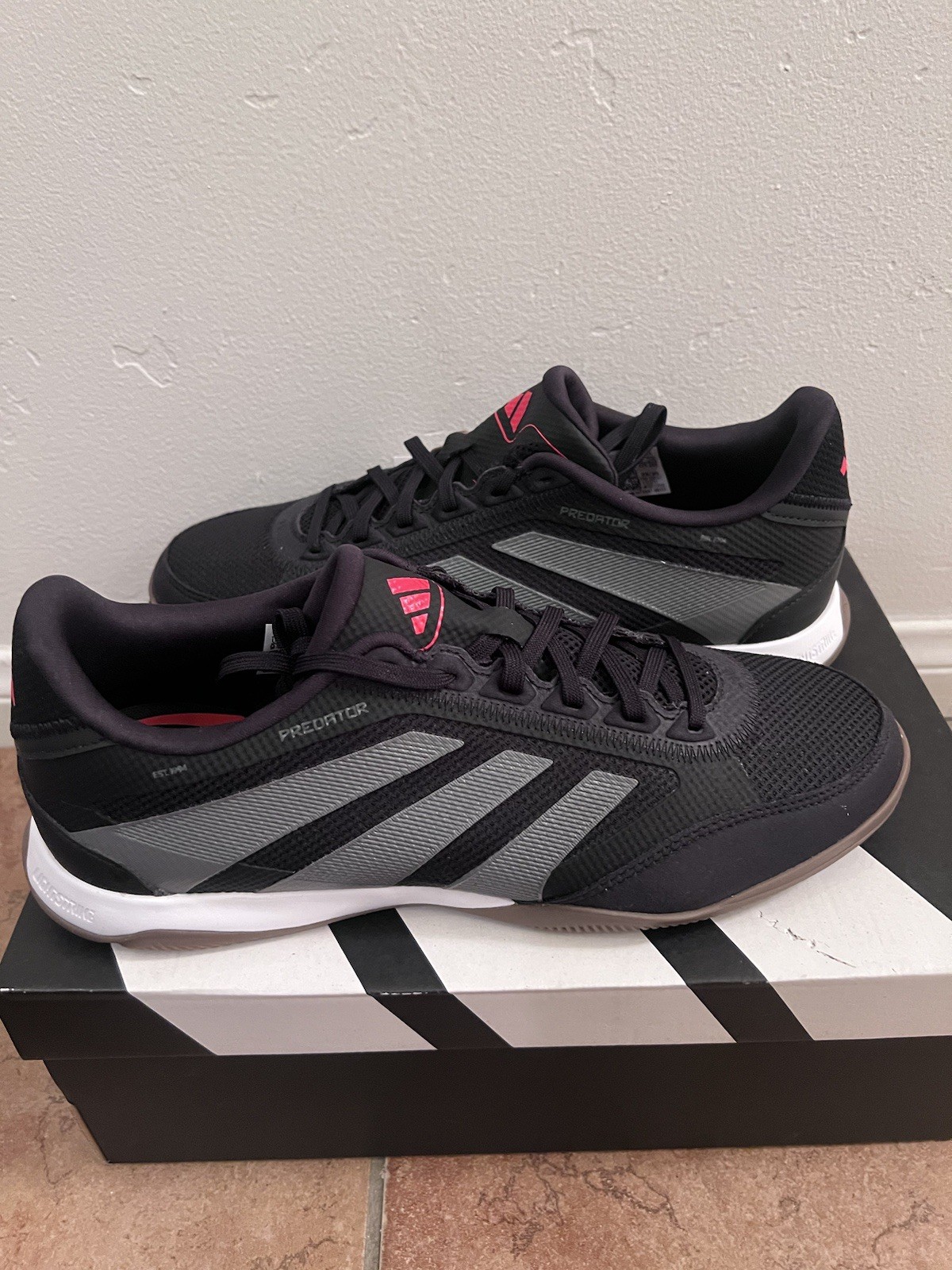 adidas Predator League IN Black Gray Red ID3781 Men's Soccer Sneakers