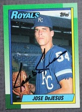 Kansas City Royals star Jose DeJesus signed / autographed 1990 Topps card RARE -