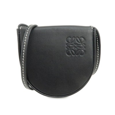 LOEWE Anagram Logo Leather Coin Case Coin Purse Black Authentic