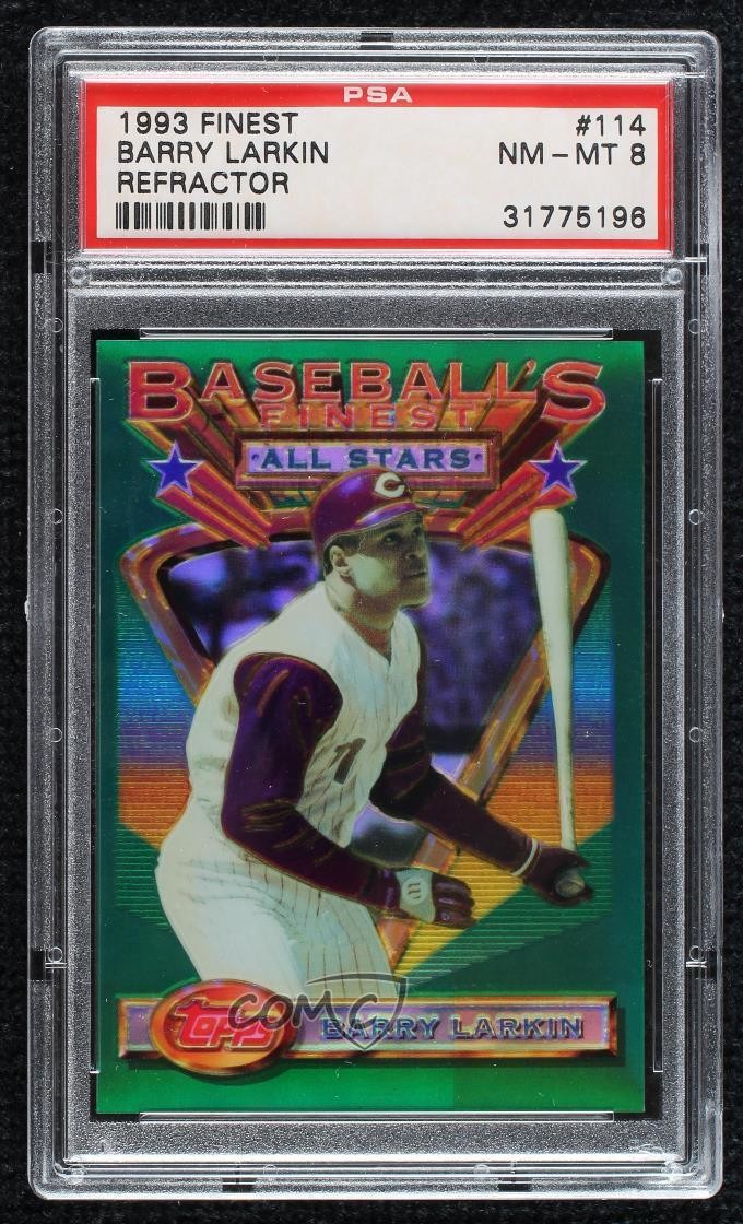 1993 Topps Finest Baseball's All-Stars Refractor Barry Larkin #114 PSA 8 HOF f2e
