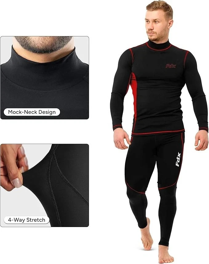 Set uomo termico lungo Johns top fondo cotone intimo caldo gilet strato base foto 5