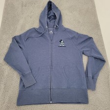 Disney Parks Mens Sweater Large Blue Full Zip Long Sleeve Logo