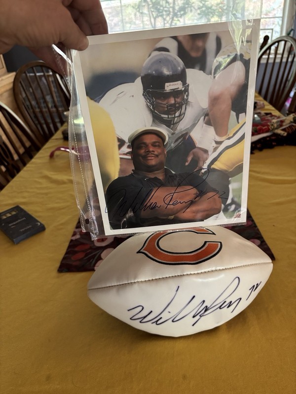 William Perry Refrigerator Signed Bears 8 x 10 Photo AND Football!