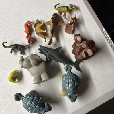 Mixed Toy Lot - Fisher-Price Elephant, Squinkies Snail, Dinosaurs & Animals