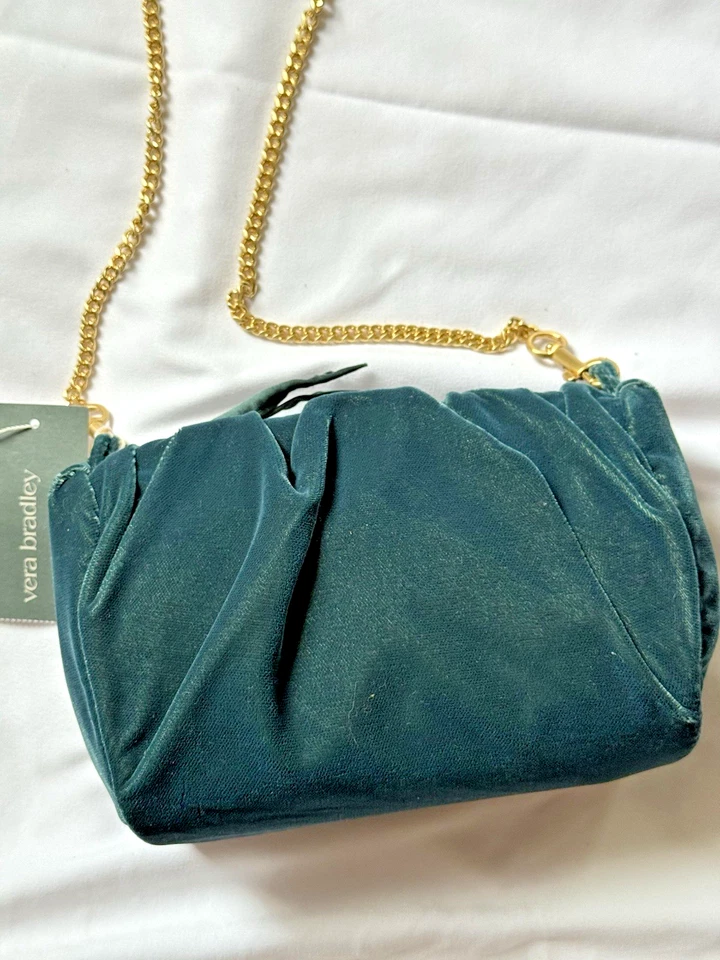 NOVA Bolsa Transversal Vera Bradley Blake com Corrente Musgo Marinho Veludo Verde - Imagem 2 de 4