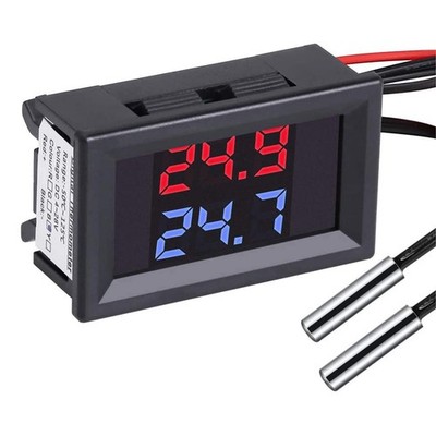 PEMENOL DC4-28V Rot Blau Dual Display Digital Thermometer mit NTC Wasserdichtem