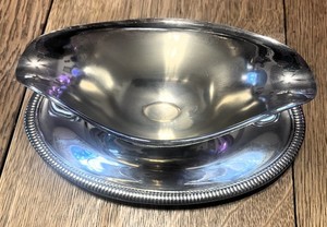 Vintage Silver-Plated Gravy Boat with Attached Underplate