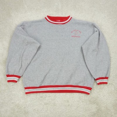 Vintage BAC Premier Sweatshirt Mens XL Grey Red Striped Trim Stapleton Broncos