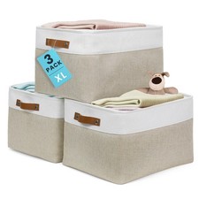 16x12.5in Storage Baskets, 3 Pack - Fabric Bins for Shelves
