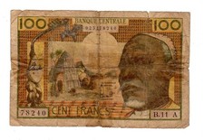 CHAD CHAD AFRICA EQUATORIAL AFRICAN STATES 100 francs 1963 P3a ELEPHANT