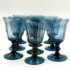 Lenox “Antique Dark Blue” Juice Glasses Stemmed 5"  Vintage Set of 10