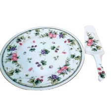 Cake Plate With Slice Server White Berries Fruit Andrea By Sadek