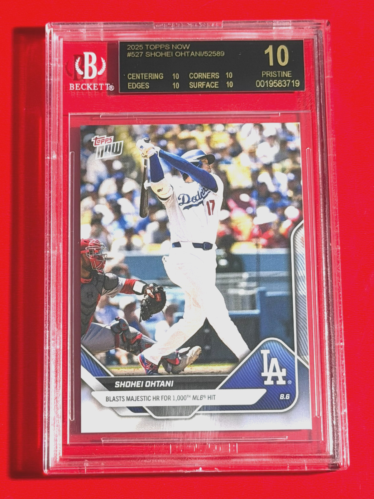 Shohei Ohtani 2025 MLB Topps NOW BGS 10 BLACK LABEL #527 1000th Career Hit 3719