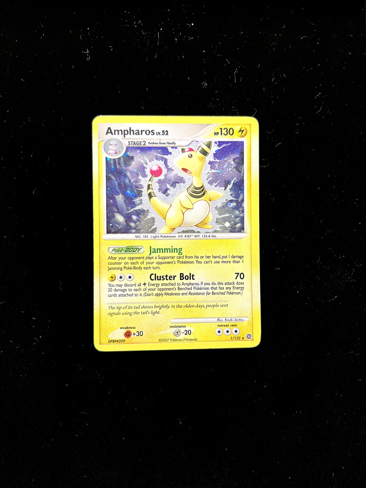 Pokemon TCG Secret Wonders Ampharos #1/132 Holo Rare Card MP