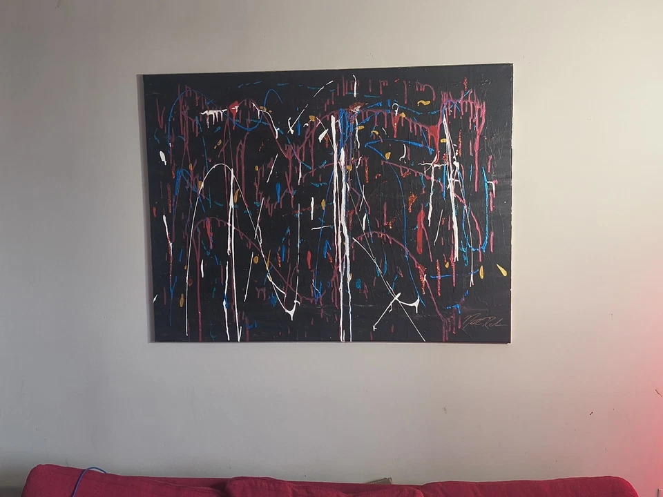 Arte Abstracto Jackson Pollack Inspirado Original Colorido ARTE 48"x36" Foto 2 de 4