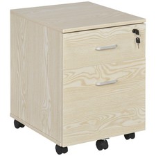 Vinsetto 2-Drawer Locking Office Filing Cabinet 5 Wheels Rolling Storage Oak