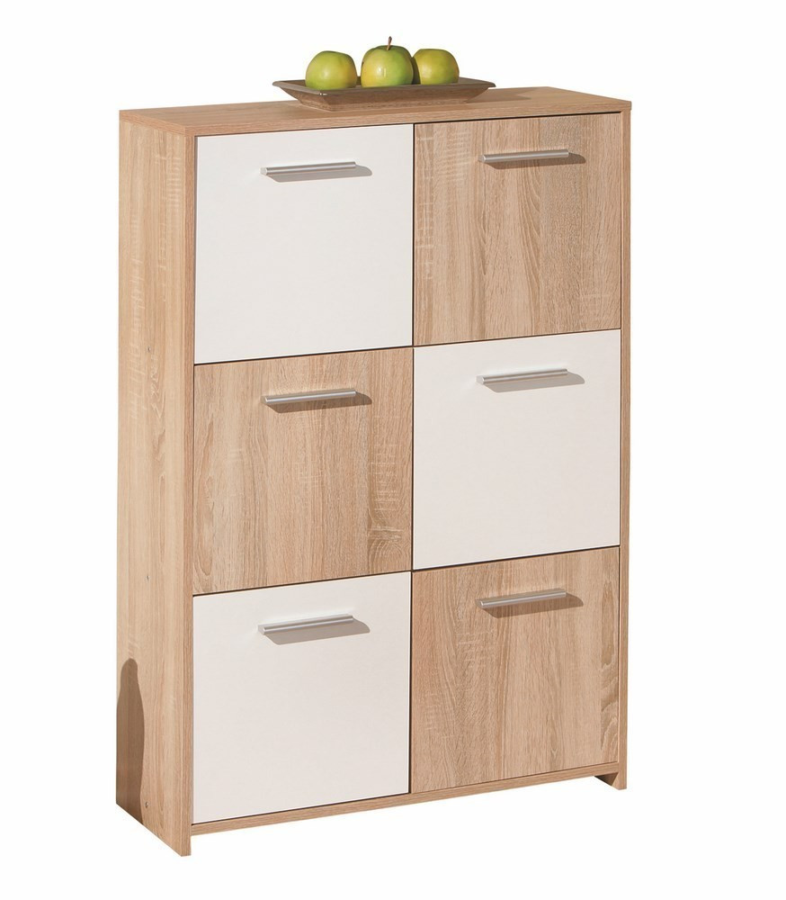 MOBILE SOGGIORNO BUFFET EGADI 77x30x115H FINITURA ROVERE E BIANCO LACCATO INTER