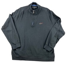 Greg Norman 1/4 Zip Pullover Mens XL Black Cotton Golf Sweater Shark Logo
