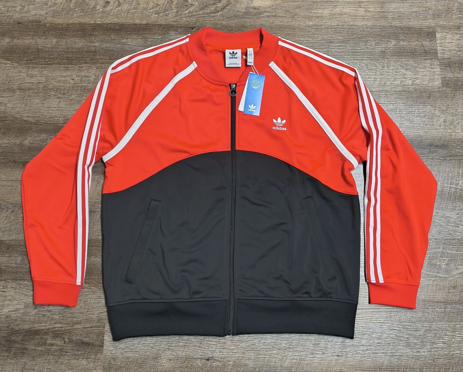 Adidas Originals Superstar Trefoil Track Jacket Mens Large Black White NEW image 1