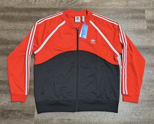 Adidas Originals Superstar Trefoil Track Jacket Mens Large Black White NEW video thumbnail