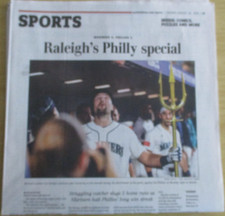 CAL RALEIGH 3 HR GAME SEATTLE TIMES 8/25/2026 FULL NEWSPAPER MARINERS PLAYOFFS??