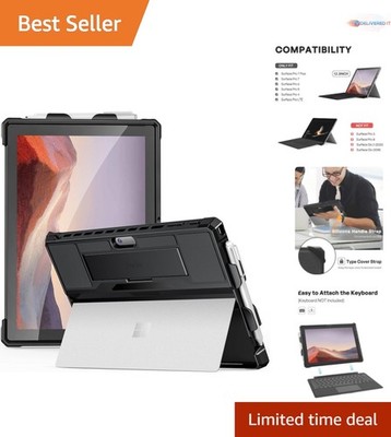 12.3 Inch Surface Pro Case Rugged Shockproof Cover with Pen Holder Black