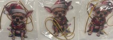 3 Adorable Chihuahua Dog Animal Ornament Acrylic Flat 2D Gift Tag NEW 3.1 Inch