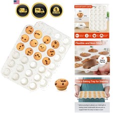 Silicone Mini Muffin Pan, 24 Cups Nonstick Mini Cupcake Pan for Baking Muffin...