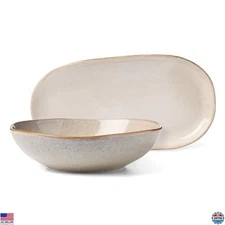 Oneida Organic Shades 2-Piece Serving Set, Elegant Oatmeal for Entertaining