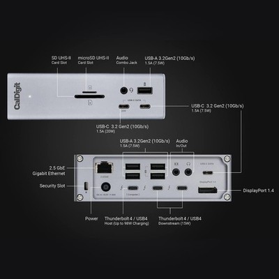 CalDigit TS4 Thunderbolt 4-18 Port Docking Station, 98W Charge, 3x Thunderbolt 4