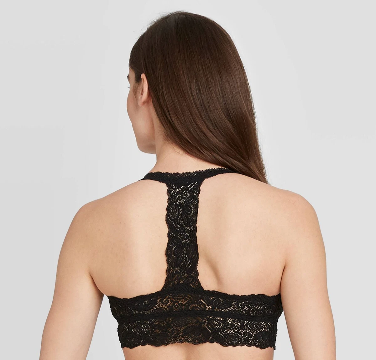 Women's Lace T-Back Bralette - Auden Medium, Black, NWT