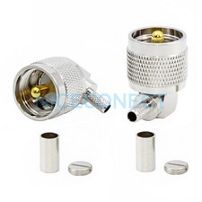 1x UHF Male PL259 Right Angle Connector Crimp 90  LMR195 RG58 RG400 RG142 Cable