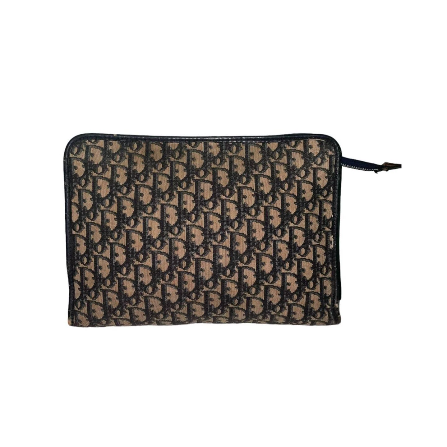 Sac pochette vintage CHRISTIAN DIOR trotteur marine jacquard sac cosmétique bleu