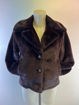 Damen Ex Vince Kunstfellmantel mit Taschen Jacke UVP 490£