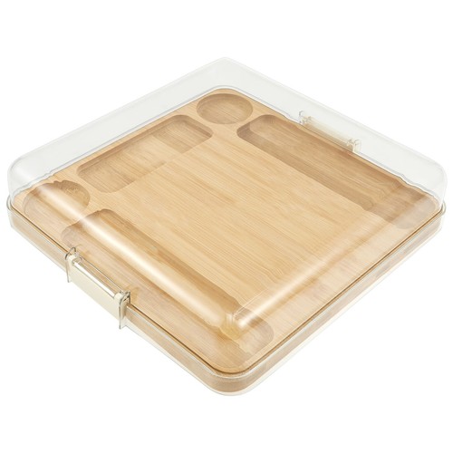 Charcuterie Board Portable Bamboo Cheese Board with Clear Locking Lid qrQyD - Picture 8 of 11