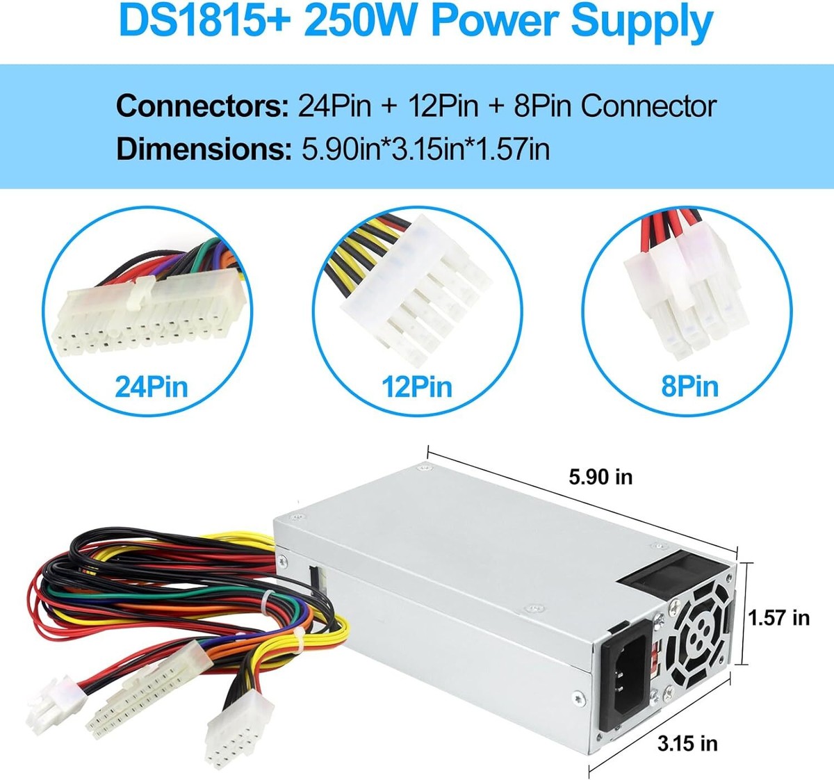 Produktbild von 250W Netzteil Für Synology DPS-250AB-44B – 24+12+8 Pin, Metall, Silber – Passt Für DS1815+, DS1812+, DS1515+ & Mehr