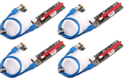 UBit 4 Pack Latest PCI E GPU Riser Express Cable 16X to 1X 6Pin MOLEX SATA USB
