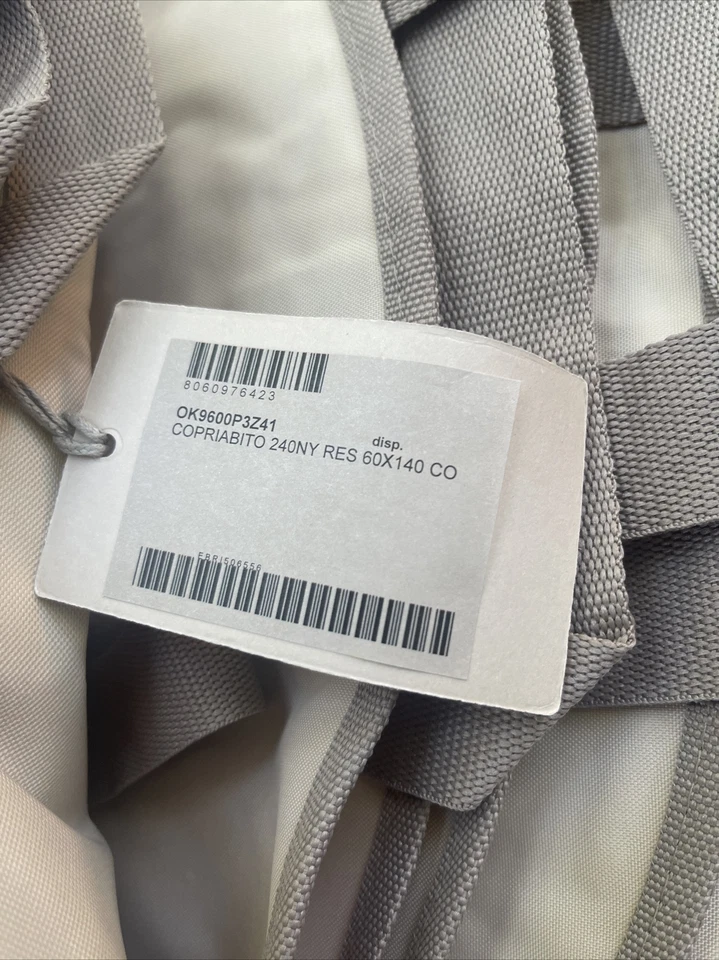 Brioni Kleidersack beige grau Borte rot bestickt Etikett Reißverschluss Druckknopf - MAKELIG - Bild 2 von 4