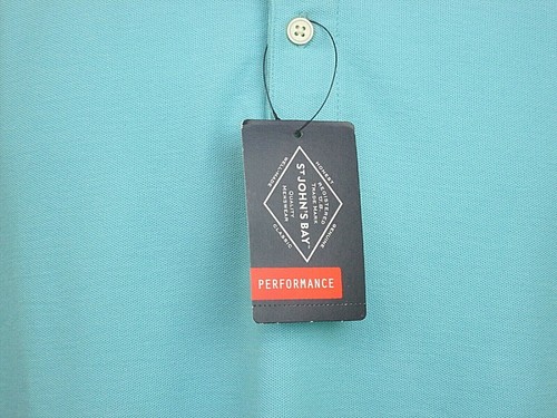 NWT St Johns Bay Polo Shirt Mens M Chest 44 Blue Easy Care Quick Dri 324-22588 - Picture 2 of 5