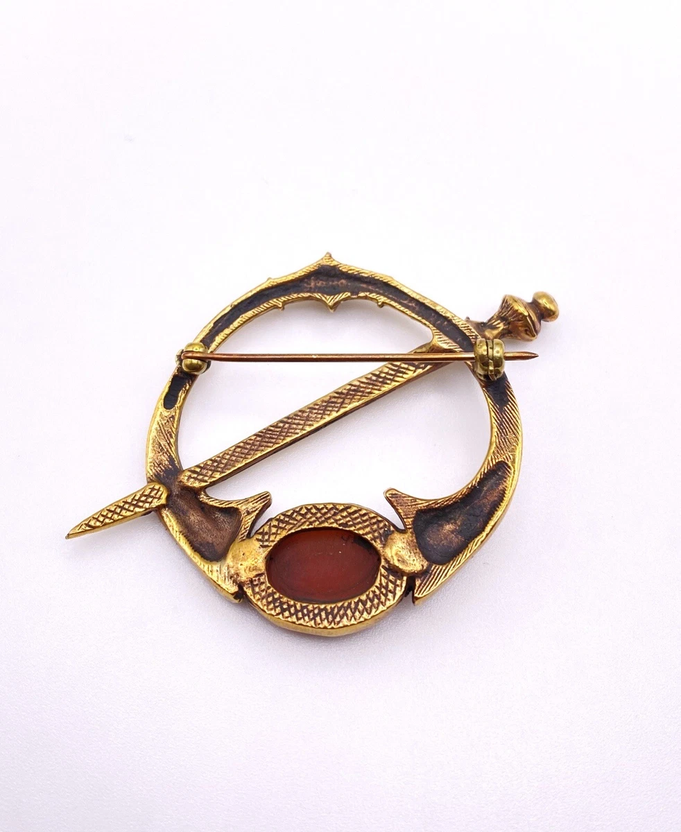 Irish Celtic Tara brooch Dragon Motif with carnelian stone | eBay
